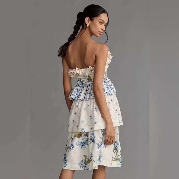 NWT Anthropologie Maeve Size Small Linen Blend Strapless Knee-Length Dress - Picture 2 of 11